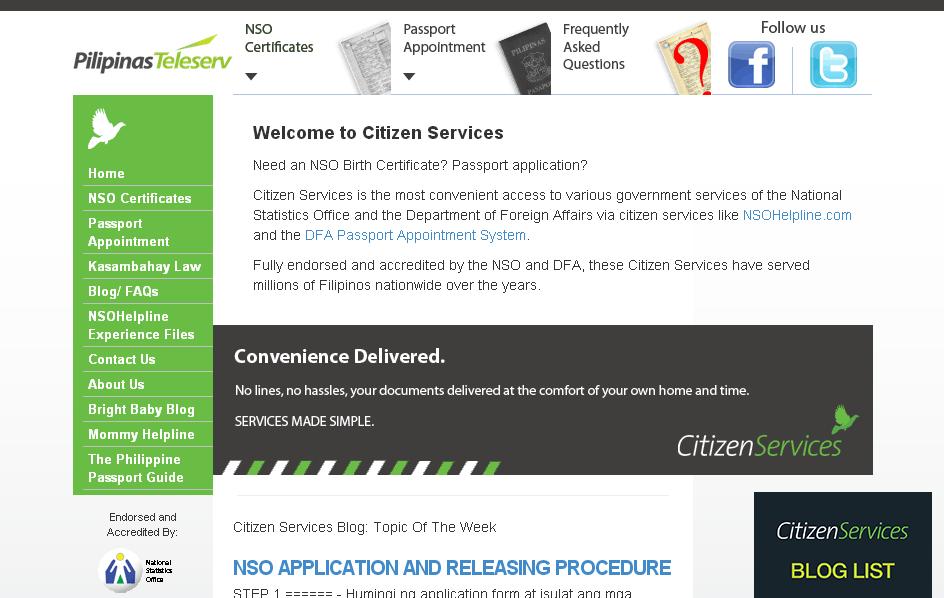 Citizen Services Homepage