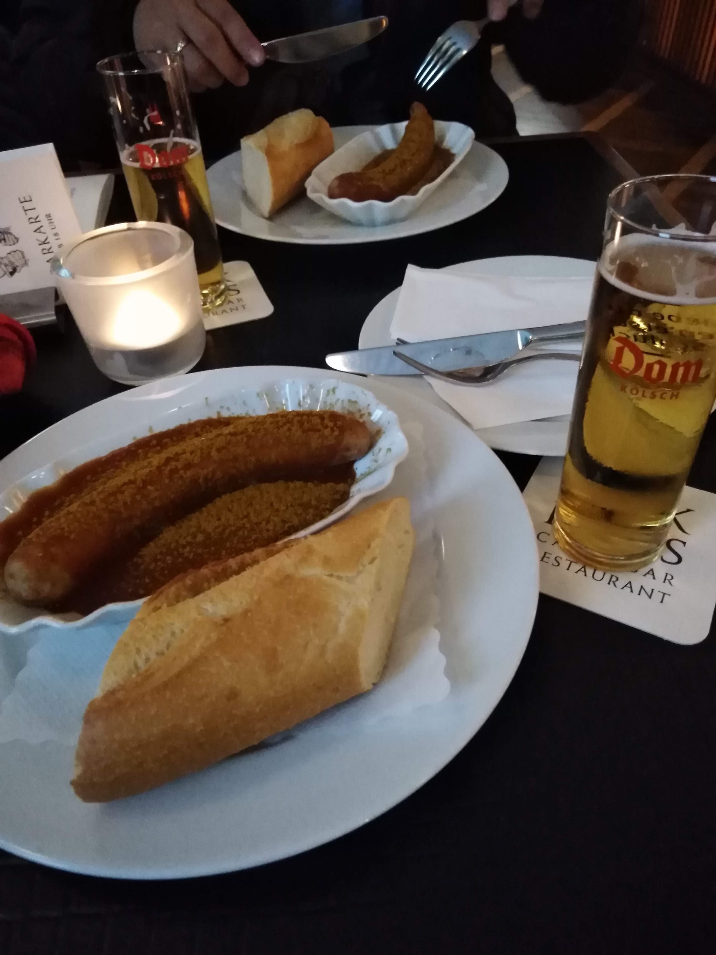 Currywurst and Kolsch beer